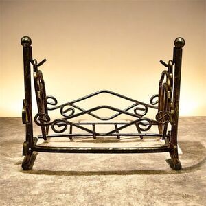 Vintage Brass Doll House Baby Cradle 3inches Nursery diamond shell swing detach